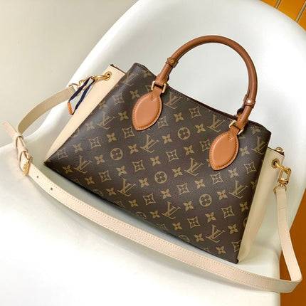 LV 25S OPÉRA MEDIUM BAG 36 IN BROWN AND CREAM MONOGRAM CALFSKIN GOLD HARDWARE