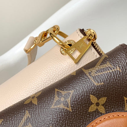 LV 25S OPÉRA MEDIUM BAG 36 IN BROWN AND CREAM MONOGRAM CALFSKIN GOLD HARDWARE