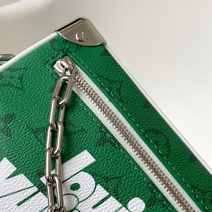 LV 25S MINI SOFT TRUNK BAG 18 IN FOREST GREEN CALFSKIN SILVER HARDWARE