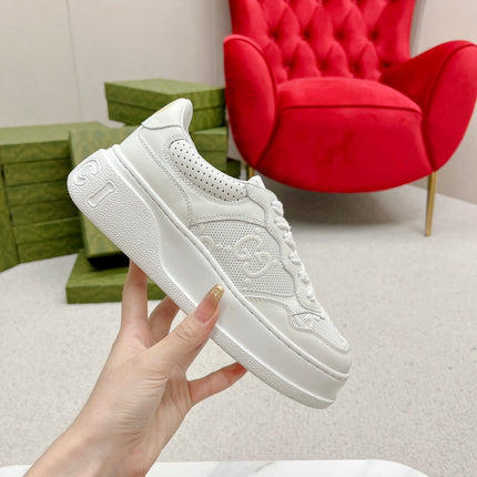 GG EMBOSSED TRAINER WHITE CALFSKIN