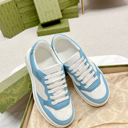 GG TRAINER WHITE AND SKY CALFSKIN