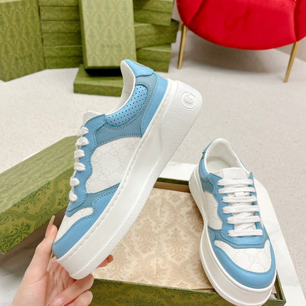 GG TRAINER WHITE AND SKY CALFSKIN