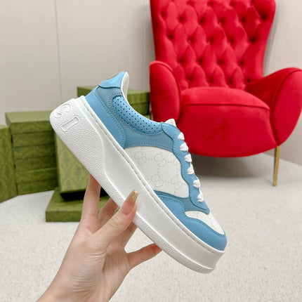 GG TRAINER WHITE AND SKY CALFSKIN
