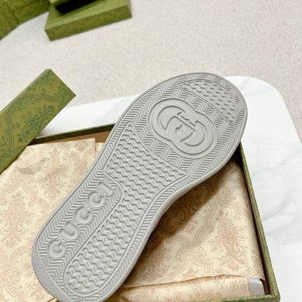 GG TRAINER LIGHT GRAY AND TORTILLA CALFSKIN