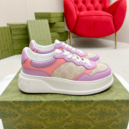 GG TRAINER LIGHT GRAY AND PURPLE CALFSKIN
