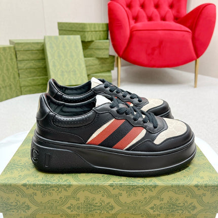 GG TRAINER BLACK AND CREAM CALFSKIN