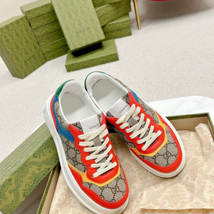 GG TRAINER LIGHT BROWN AND CANDY CALFSKIN