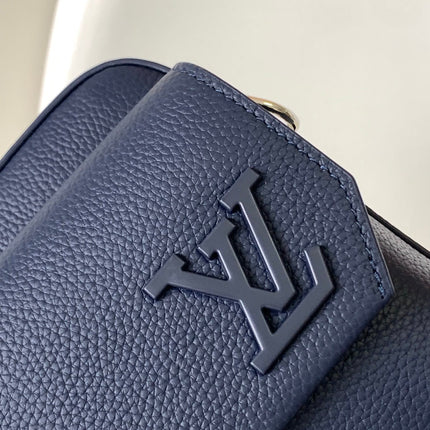 LV 25S FASTLINE MESSENGER BAG 23 IN DARK BLUE CALFSKIN