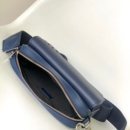 LV 25S FASTLINE MESSENGER BAG 23 IN DARK BLUE CALFSKIN