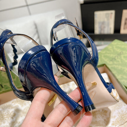 GG HIGH - HEEL SANDAL AZURE FABRIC ATTACH BOW