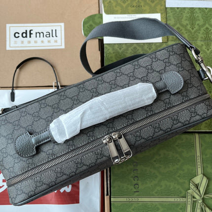 OPHIDIA SHOULDER BAG 36 IN DARK GREY GG CALFSKIN