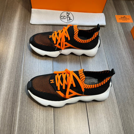 HM FLEX SLIP-ON SNEAKER BLACK AND ORANGE WOVEN FABRIC
