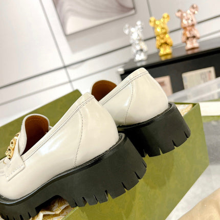 GG LOAFER WITH GG CHAINS WHITE CALFSKIN