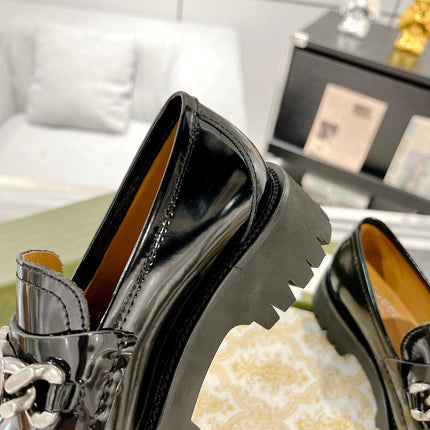 GG LOAFER WITH GG CHAINS GLOSSY BLACK CALFSKIN