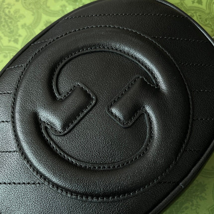 SMALL BLONDIE OVAL SHOULDER BAG 20 IN BLACK CALFSKIN