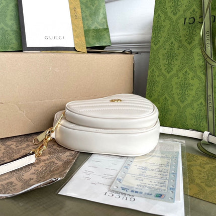 MARMONT HEART BAG 20 IN WHITE CALFSKIN GOLD HARDWARE