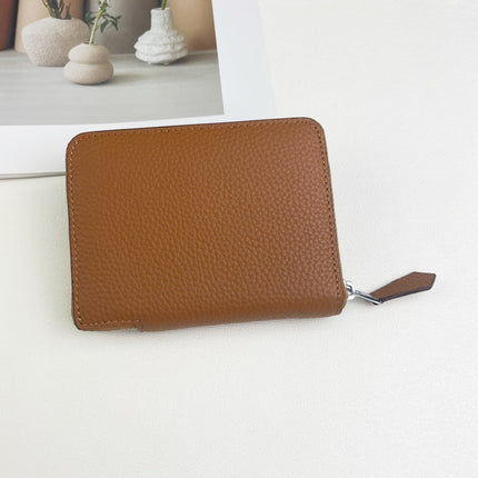 HM SILK'IN HOLED SHORT WALLET 11.5 BROWN GRAINED CALFSKIN