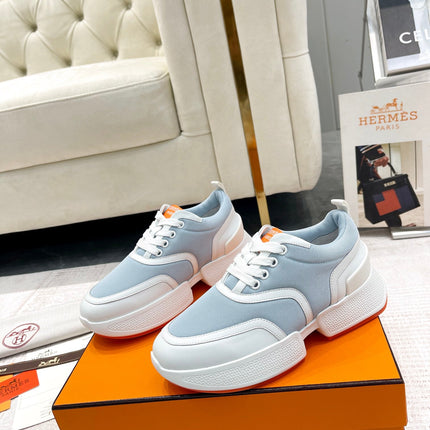 GIGA SNEAKER IN POWDER BLUE STITCHED MESH AND WHITE CALFSKIN