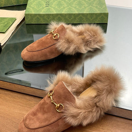 HORSEBIT MULE IN BRONZE BROWN SUEDE AND LAMB WOOL LINING