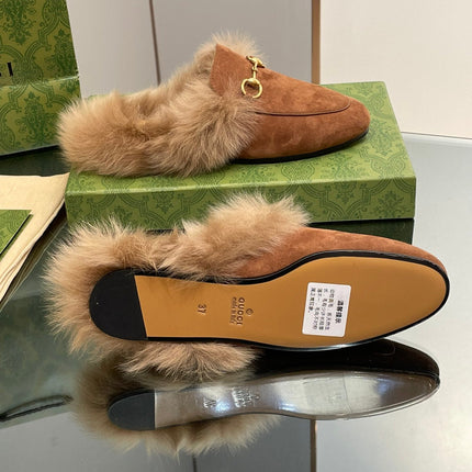 HORSEBIT MULE IN BRONZE BROWN SUEDE AND LAMB WOOL LINING