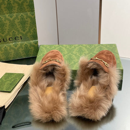 HORSEBIT MULE IN BRONZE BROWN SUEDE AND LAMB WOOL LINING