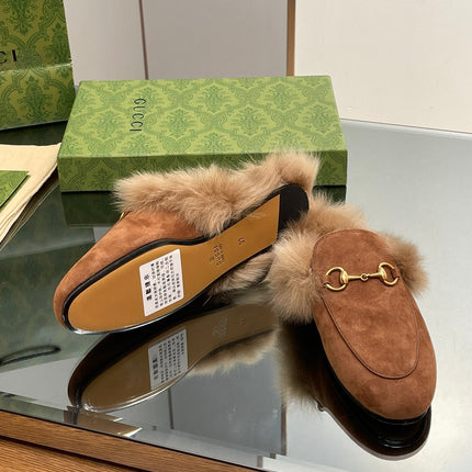 HORSEBIT MULE IN BRONZE BROWN SUEDE AND LAMB WOOL LINING