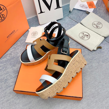 HAVANE 30 SANDAL IN WHITE AND PEANUT BROWN CALFSKIN