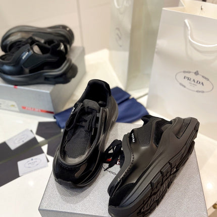 PRA SYSTEME BRUSHED SNEAKERS BLACK CALFSKIN