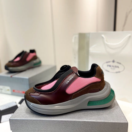 PRA SYSTEME BRUSHED SNEAKERS WINE AND PINK CALFSKIN