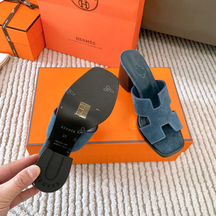 HELIA 60 SANDAL IN STONE BLUE SUEDE