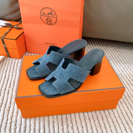 HELIA 60 SANDAL IN STONE BLUE SUEDE