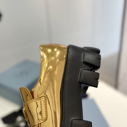 PRA BRUSHED LEATHER MONOLITH LOAFERS METALLIC GOLD