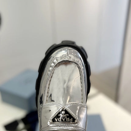 PRA BRUSHED LEATHER MONOLITH LOAFERS SILVER