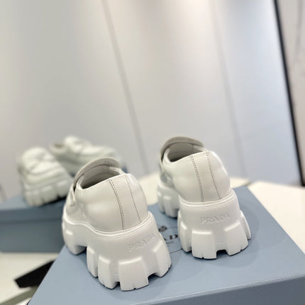 PRA BRUSHED LEATHER MONOLITH LOAFERS WHITE