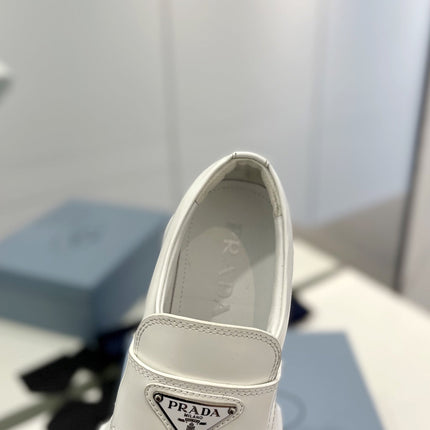 PRA BRUSHED LEATHER MONOLITH LOAFERS WHITE