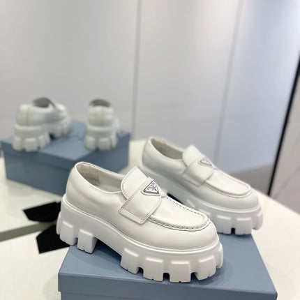 PRA BRUSHED LEATHER MONOLITH LOAFERS WHITE