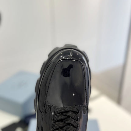 PRA BRUSHED LEATHER MONOLITH LACE-UP LOAFERS GLOSSY BLACK