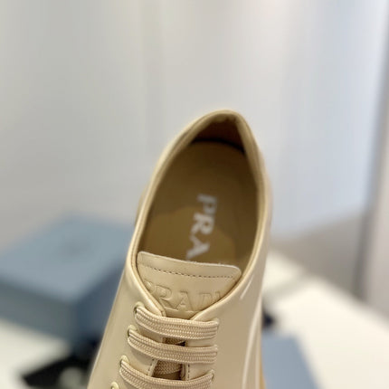 PRA BRUSHED LEATHER MONOLITH LACE-UP LOAFERS BEIGE