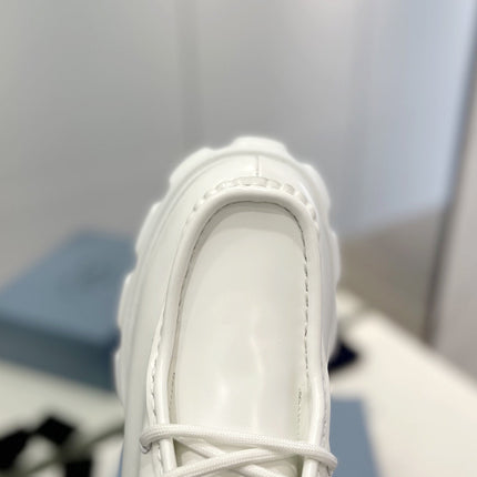 PRA MONOLITH LACE-UP LOAFERS WHITE CALFSKIN