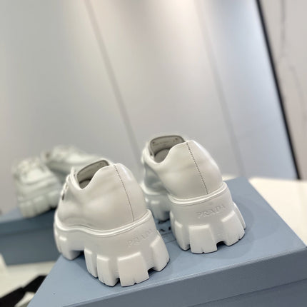 PRA MONOLITH LACE-UP LOAFERS WHITE CALFSKIN