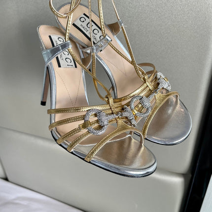 GG CRYSTAL HORSEBIT SANDAL SIVER LAMBSKIN