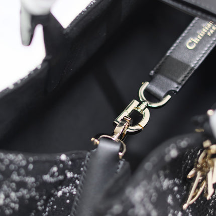 TOUJOURS BAG 37 IN BLACK MIX WHITE CANNAGE TWEED WITH GOLD HARDWARE