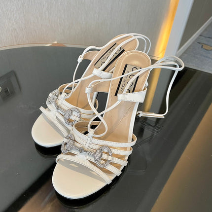 GG CRYSTAL HORSEBIT SANDAL CREAMY WHITE LAMBSKIN