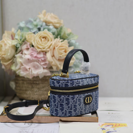 CARO MINI 16 VANITY CASE IN CERULEAN BLUE MONOGRAM DENIM