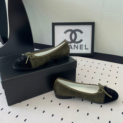 BALLET FLAT OLIVE GREEN MIX BLACK VELVET