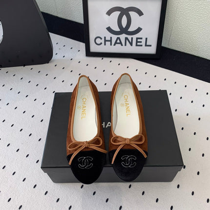BALLET FLAT BROWN MIX BLACK VELVET