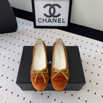 BALLET FLAT LIGHT BROWN MIX BROWN VELVET