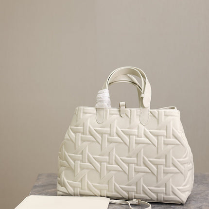 MEDIUM 37 TOUJOURS BAG IN WHITE CANNAGE GRAPHIC LAMBSKIN