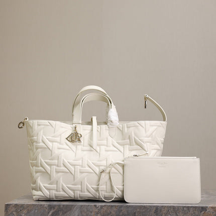 MEDIUM 37 TOUJOURS BAG IN WHITE CANNAGE GRAPHIC LAMBSKIN