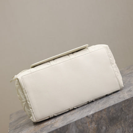 MEDIUM 37 TOUJOURS BAG IN WHITE CANNAGE GRAPHIC LAMBSKIN
